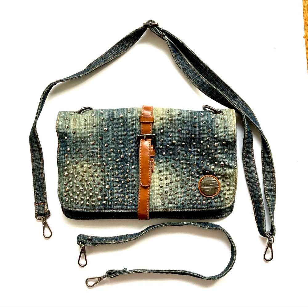 Miss Sixty Studded Distressed Denim Purse